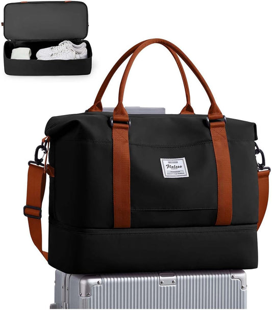 Travel Duffel Bag, Sports Tote Gym Bag, Shoulder Weekender Overnight Bag for Women