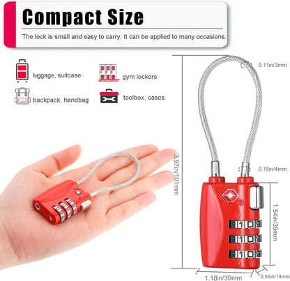 ZHEGE Luggage Lock TSA Approved 3 Dight Combination Padlock for Suitcase, Baggage, Backpack, Pistol Case (Red)