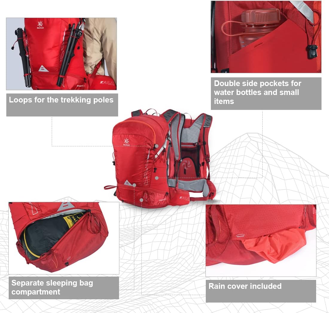 KAILAS Q-WIND II 28L Hiking Daypack Waterproof Lightweight Backpack with Rain Cover for Men Women Travel Outdoor