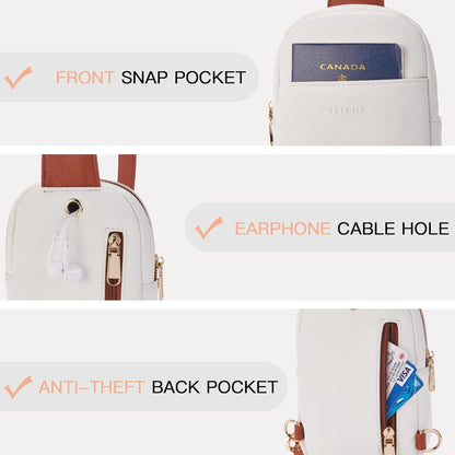 Telena Small Sling Bag for Women Leather Crossbody Fanny Packs Chest Bag for Women