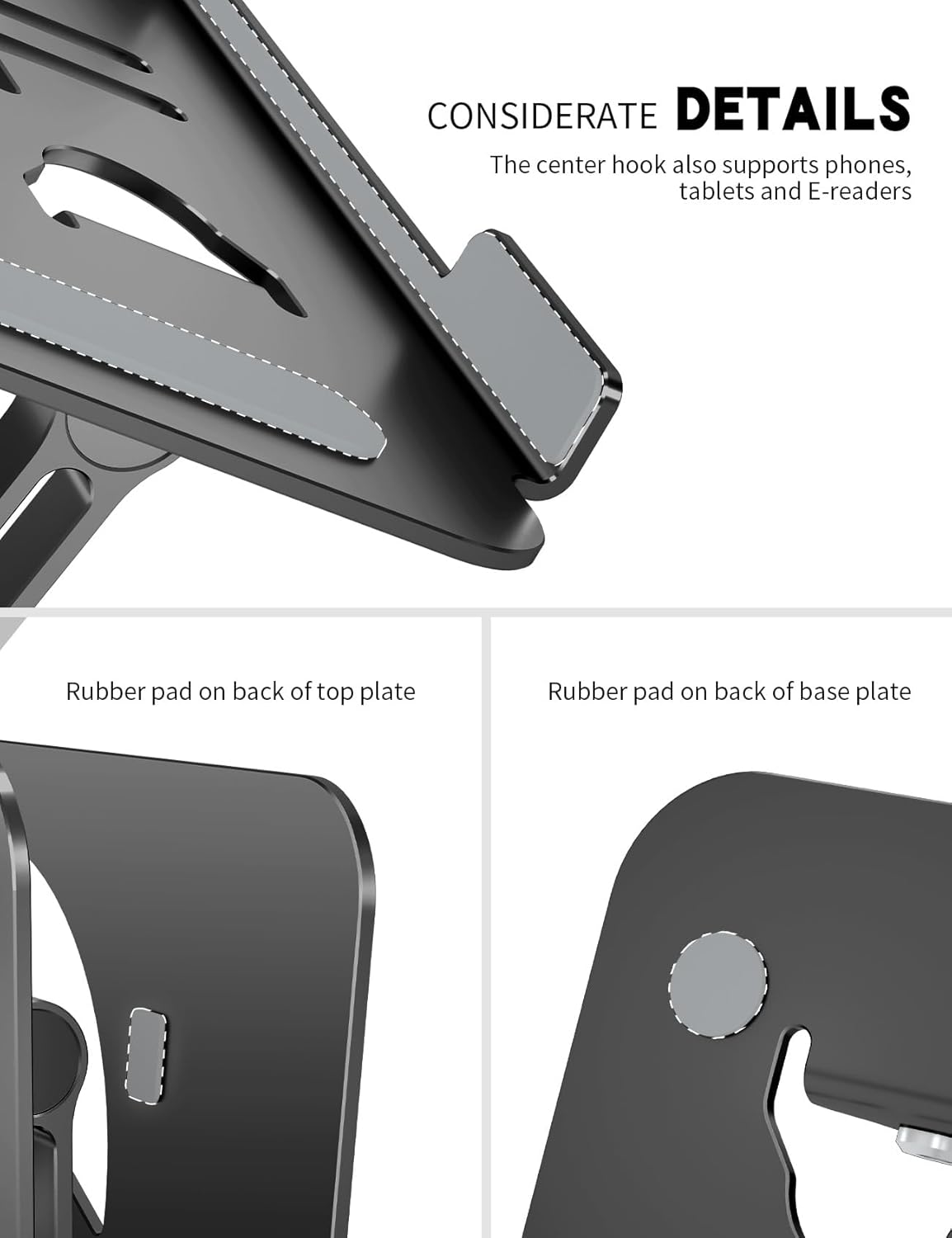 Laptop Stand Adjustable Laptop Holder for Desk, Foldable Laptop Riser Portable Computer Stand Compatible with MacBook, Lenovo, HP and All Laptops up to 15.6 inches Black