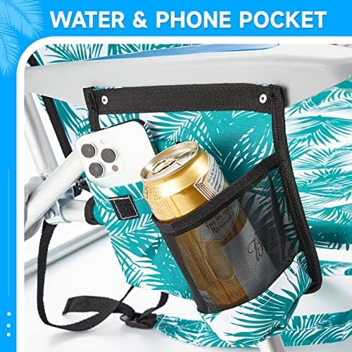 2 Pack Lightweight Portable Camping Beach Chair for Adults, Outdoor Lay Flat Folding Beach Chairs with 5 Positions, Backpack Beach Chair with Towel Bar, Zipper Pouch, Cup Holder, Green Leaves