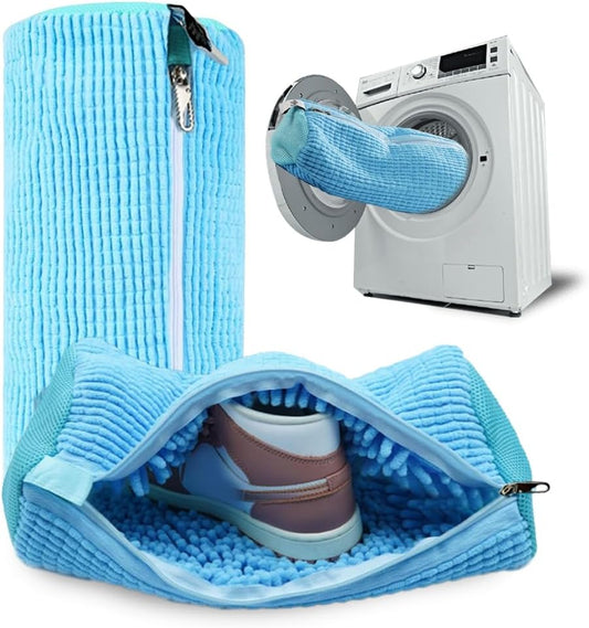 EPSCY Shoe Washing Machine Bag 2 Pack - Reusable Deep Clean Sneaker Bags - Fits All Shoe Sizes & Types, Self-Locking Zipper, Protects Machine (Blue)