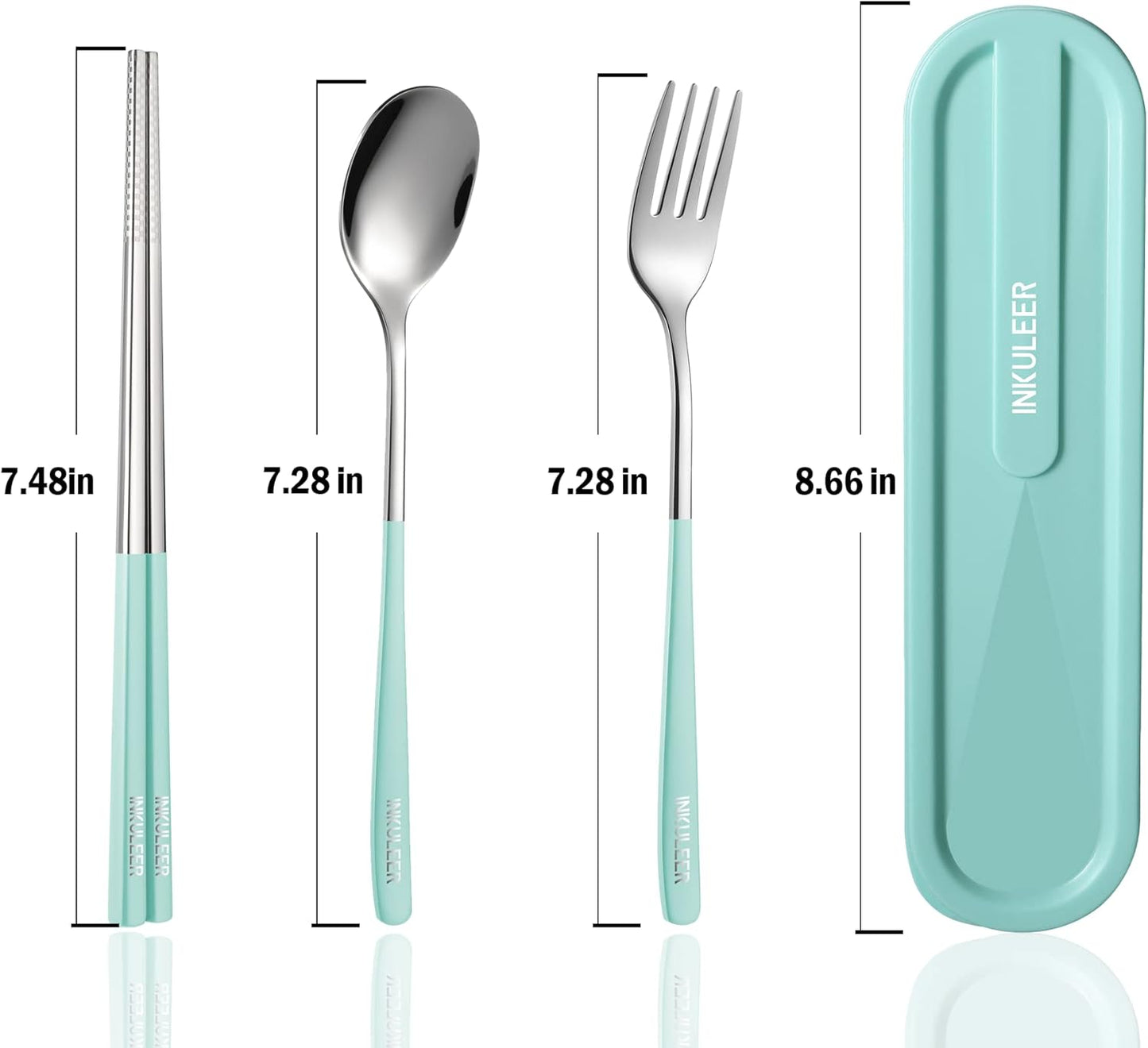 Travel cutlery set, 18/8 stainless steel cutlery, Reusable utensils set with case, Portable Silverware Lunch Box for Camping and Office