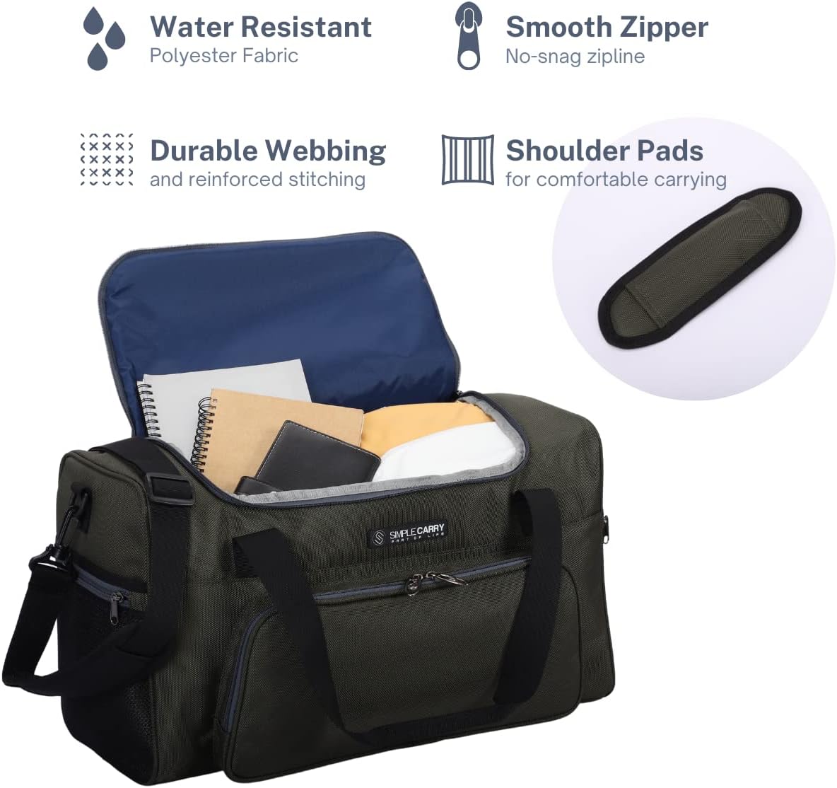 Large Sports Duffle Bag 20 inch for Travel Gym as Shoulder Bag and Hand Carry - Gray