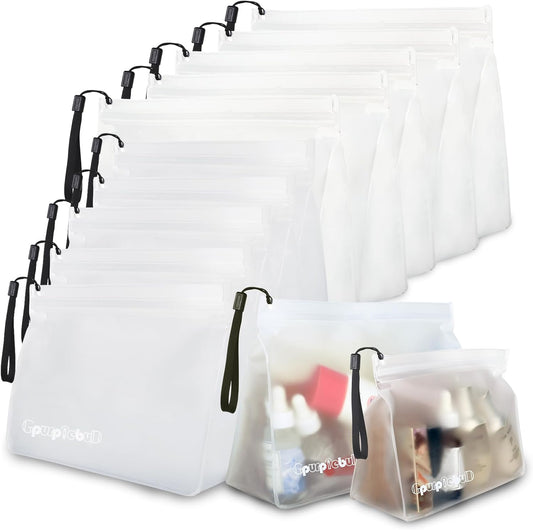 10 Pack TSA Approved Toiletry Bag, Clear Travel Toiletry Bag, Quart Size PEVA Leakproof Makeup Cosmetic Bag for Toiletries Traveling Trips, Carry on Airline Compliant Bags for Men & Women