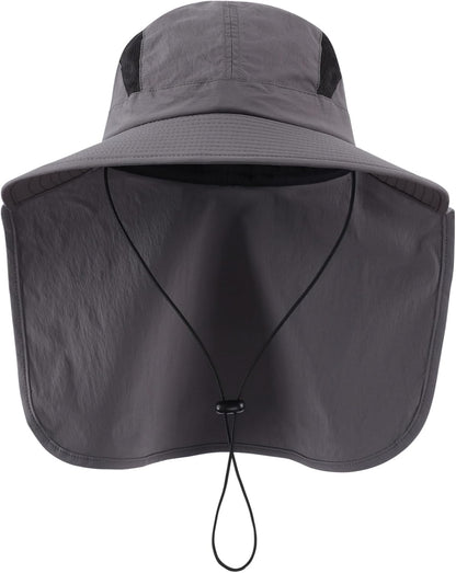 Home Prefer UPF 50+ Sun Hats for Men Women Wide Brim Fishing Hat with Neck Flap UV Protection Sunblock Safari Bucket Hat