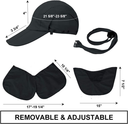 Foldable Sun Cap, Fishing Hats, UPF 50+ Protection Caps with Face Mask Neck Flap