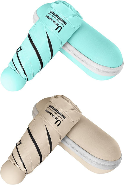 BAODINI Travel Mini Umbrella for Purse With Case Small Compact UV Sun Protection Sun Lightweight Tiny Pocket Umbrella for Women Girls and Men