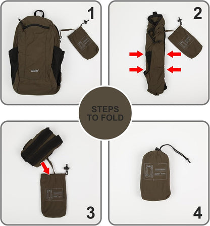 GOX Foldable 20l Backpack For Travel Lightweight Hiking Packable Daypack for Men Travel Camping Outdoor Bag Women (Jasper)