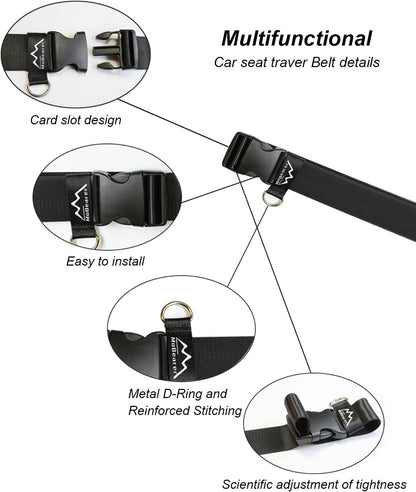 Car Seat Travel Belt to Suitcase,Car Seat Travel Strap to Convert Kid Car Seat and Carry-on Luggage into an Airport Car Seat Stroller,Safe Travel Solution for Transport