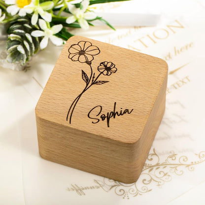 Custom Engraving Ring Gift Box Wooden Presentation Jewelry Box Case with 3 Ring Slots for Proposal Engagement Wedding Ceremony Birthday Gift