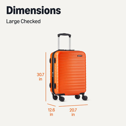 Amazon Basics 30" Hardside Large Checked Luggage, Hardshell Suitcase With Wheels, Expandable For Up to 15% More Space, With Scratch-Resistant Surface, Four Multi-directional Wheels, Orange
