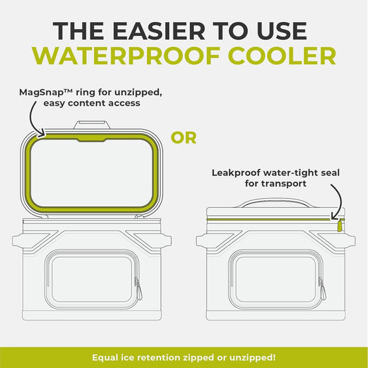 CORE Magnetic Leak Proof Soft Cooler with Waterproof Zipper | Insulated Bag Portable Ice Chest Box | Best Soft Cooler for Food & Beverages for Tailgating, Car Camping, Travel, and Family Beach Picnics