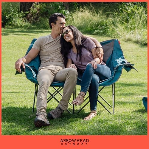 ARROWHEAD OUTDOOR 57 in Wide Duo Foldable Heated Camping Loveseat Chair