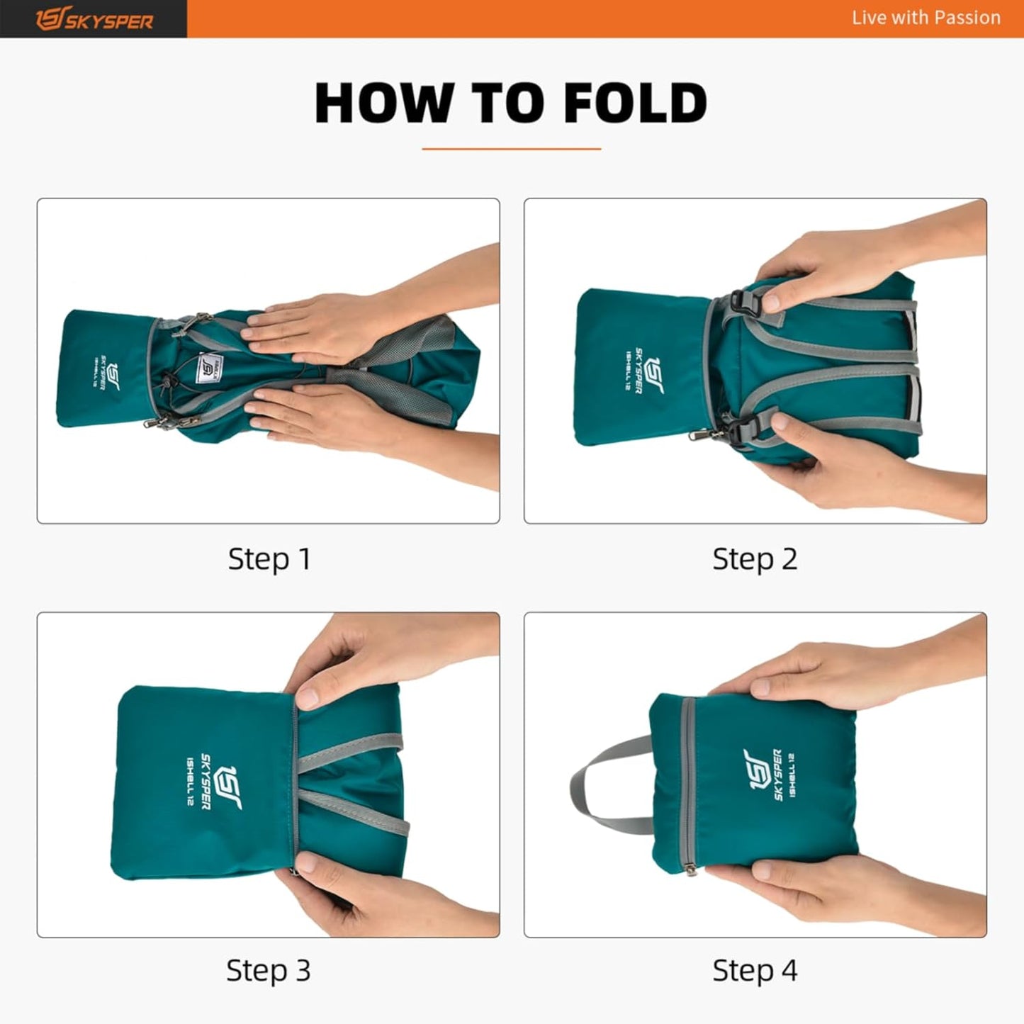 SKYSPER Small Hiking Backpack -12L Lightweight Packable Daypack for Travel Foldable Tear Resistant Backpacks for Women Men