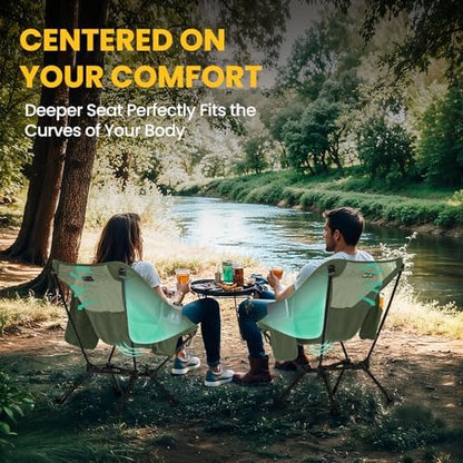 Overmont Ultralight Portable Camping Chair- Lightweight Folding Backpacking Chair, Support up to 330Lbs Compact Beach Chair for Adults with Carry Bag for Backpack Hiking Fishing Outdoor Camp 2pcs
