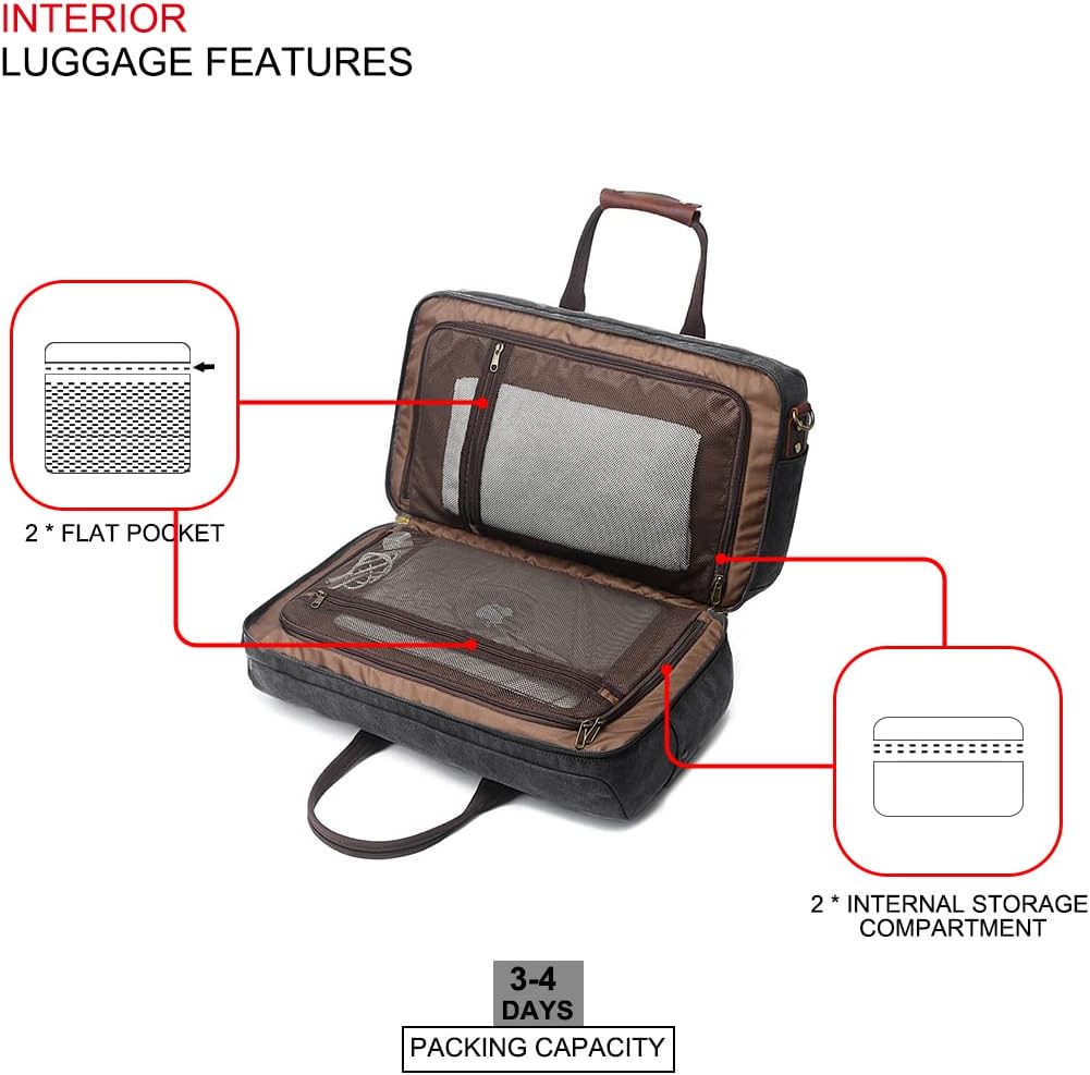 Duffle Bag for Men Waterproof Genuine Leather Canvas Travel Duffel Bags for Women Overnight Weekender Bag for Traveling