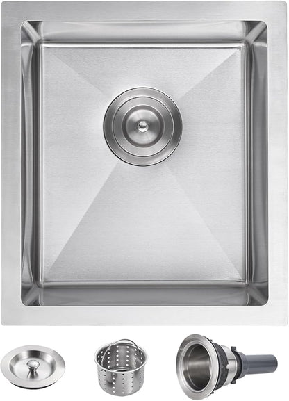 POPFLY 15x17 Inch Undermount Bar Prep Sink, 15” Undermount Rectangle Kitchen by POPFLY