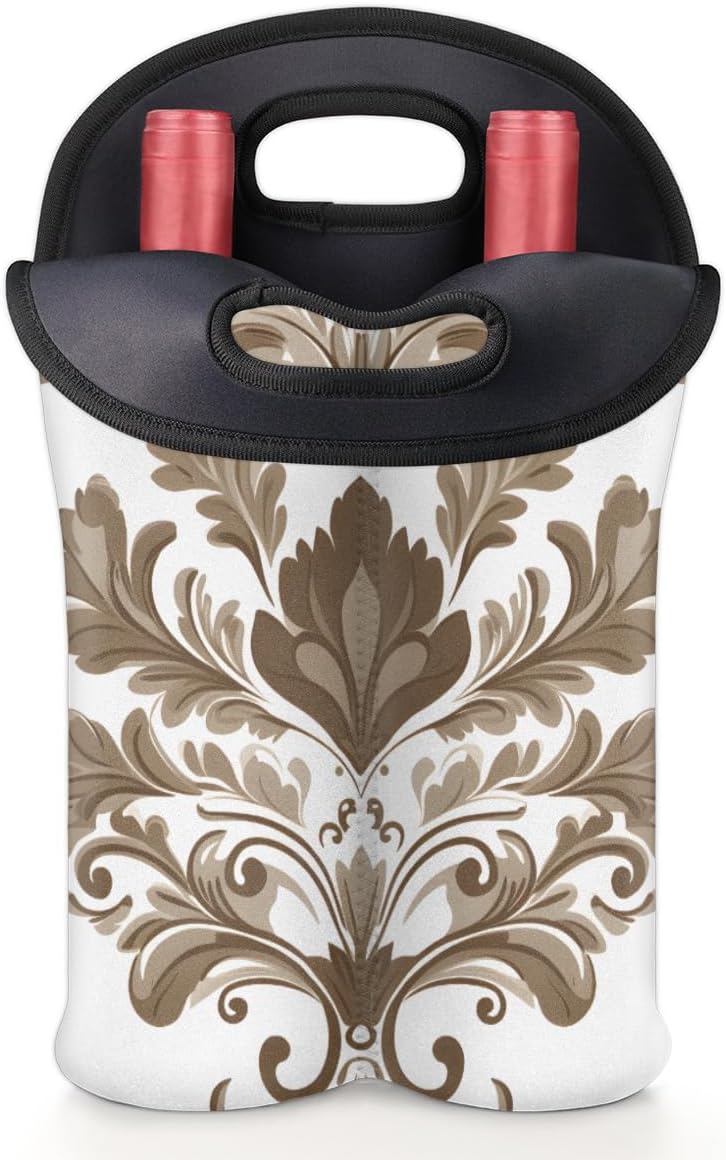 Neoprene Wine Tote, Bottle Carrier Gag Insulating Neoprene Thicker, Insulated Wine Bag for Travel Holds Two Bottles, Bottle Carrier Bags Protect the Bottles, White Totem