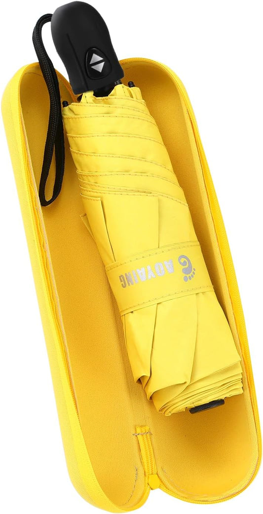 GAOYAING Compact Automatic Travel Umbrella with Case, Mini Small Folding Sun UV, Pocket Purse Umbrella