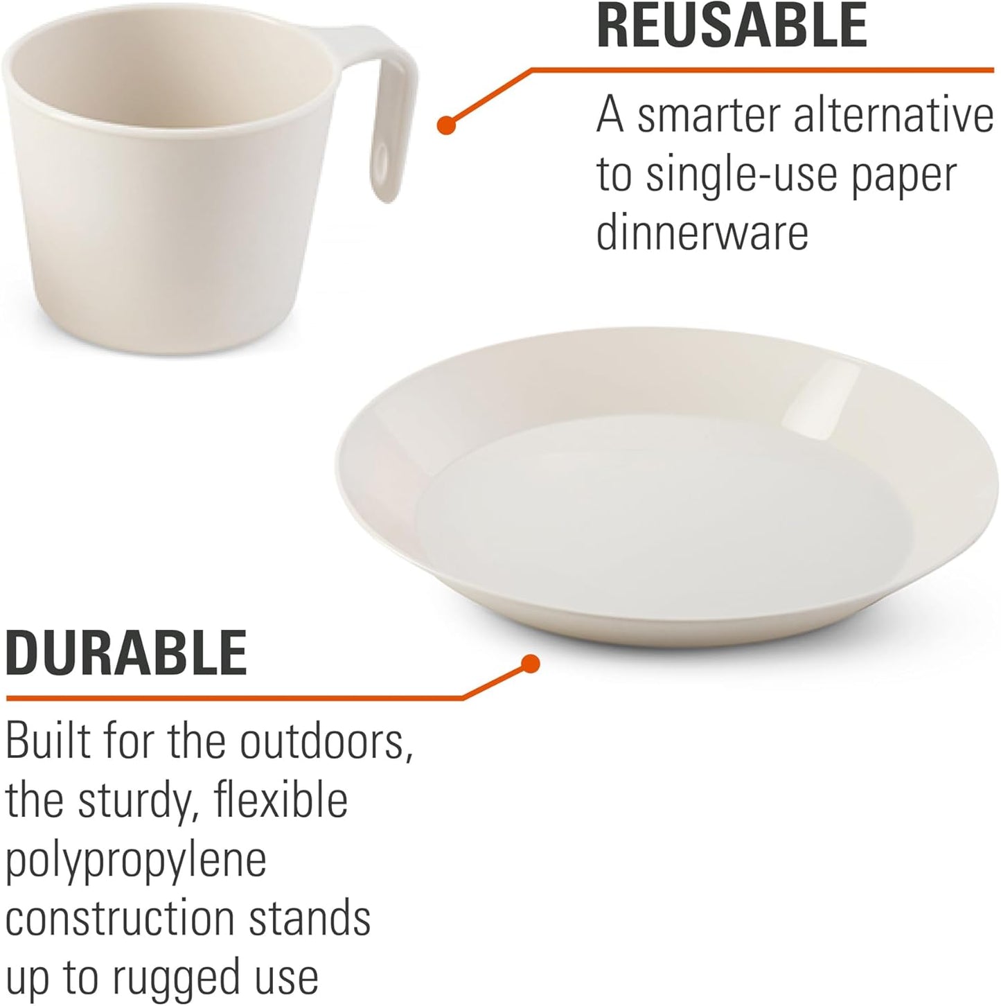 GSI Outdoors Cascadian 1 Person Table Set I 6-Piece Camping, Backpacking Mess Kit, Plastic BPA Free, Plate, Bowl, Mug, Cup & Cutlery Set