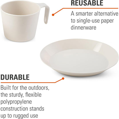 GSI Outdoors Cascadian 1 Person Table Set I 6-Piece Camping, Backpacking Mess Kit, Plastic BPA Free, Plate, Bowl, Mug, Cup & Cutlery Set