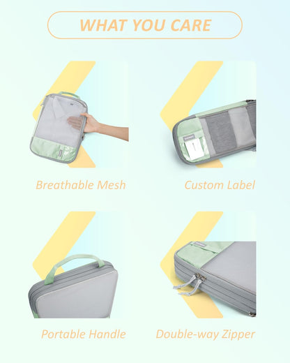 BAGSMART 6 Set Compression Packing Cubes - Lightweight Travel Essentials, Durable Luggage Organizer