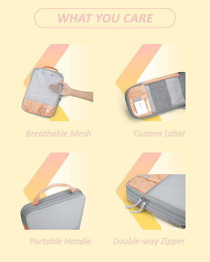 BAGSMART 6 Set Compression Packing Cubes - Lightweight Travel Essentials, Durable Luggage Organizer