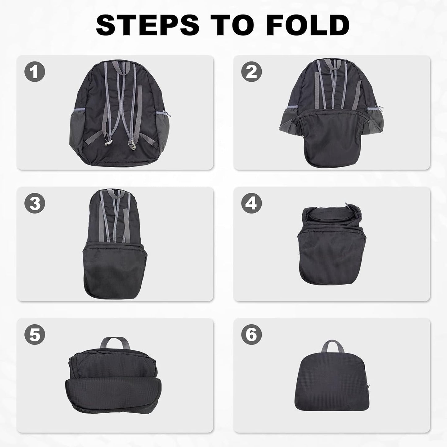 HOLYLUCK 20L lightweight packable Hiking Daypack Foldable Backpack for Men Women Small Travel Outdoor Foldable Shoulder Bag-black