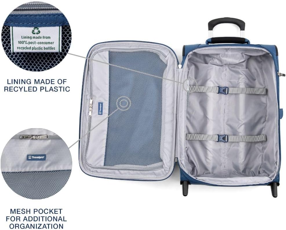 Travelpro Maxlite 5 Softside Expandable Upright 2 Wheel Carry on Luggage, Lightweight Suitcase, Men and Women, Ensign Blue, Carry On 22-Inch