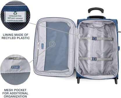 Travelpro Maxlite 5 Softside Expandable Upright 2 Wheel Carry on Luggage, Lightweight Suitcase, Men and Women, Ensign Blue, Carry On 22-Inch