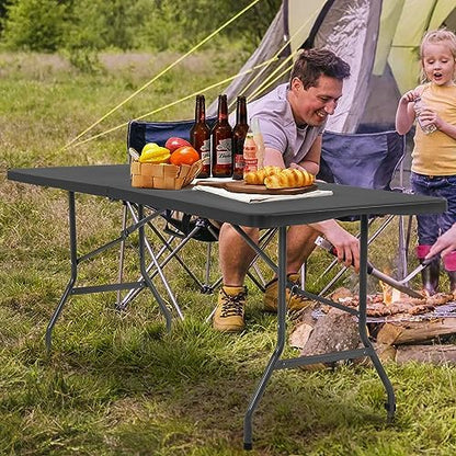 FDW | 6FT Folding Table | Black | Portable Plastic Table
