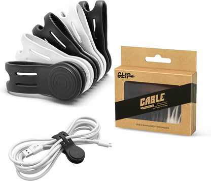 Kanemc Magnetic Ties For Cords, Cord Wrap Silicone Zip Ties Twist Ties Magnet Strap For Charging Cords Date Cable Earphone Video Game USB (8-Pack, Black And White)