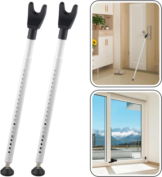 2 Pack Door Security Bar & Sliding Patio Door Lock Bar – Heavy Duty Adjustable Door Stopper for Home, Apartment, Hotel Travel – No Tools Needed, Fits Hinged & Sliding Doors, Iron Construction