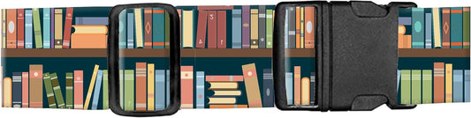 Luggage Straps for Suitcases, Adjustable Travel Belt, Durable Wide Luggage Strap, Cute Suitcase Strap Identifiers with Buckle, Bag Straps for Luggage, Cute Book Pattern