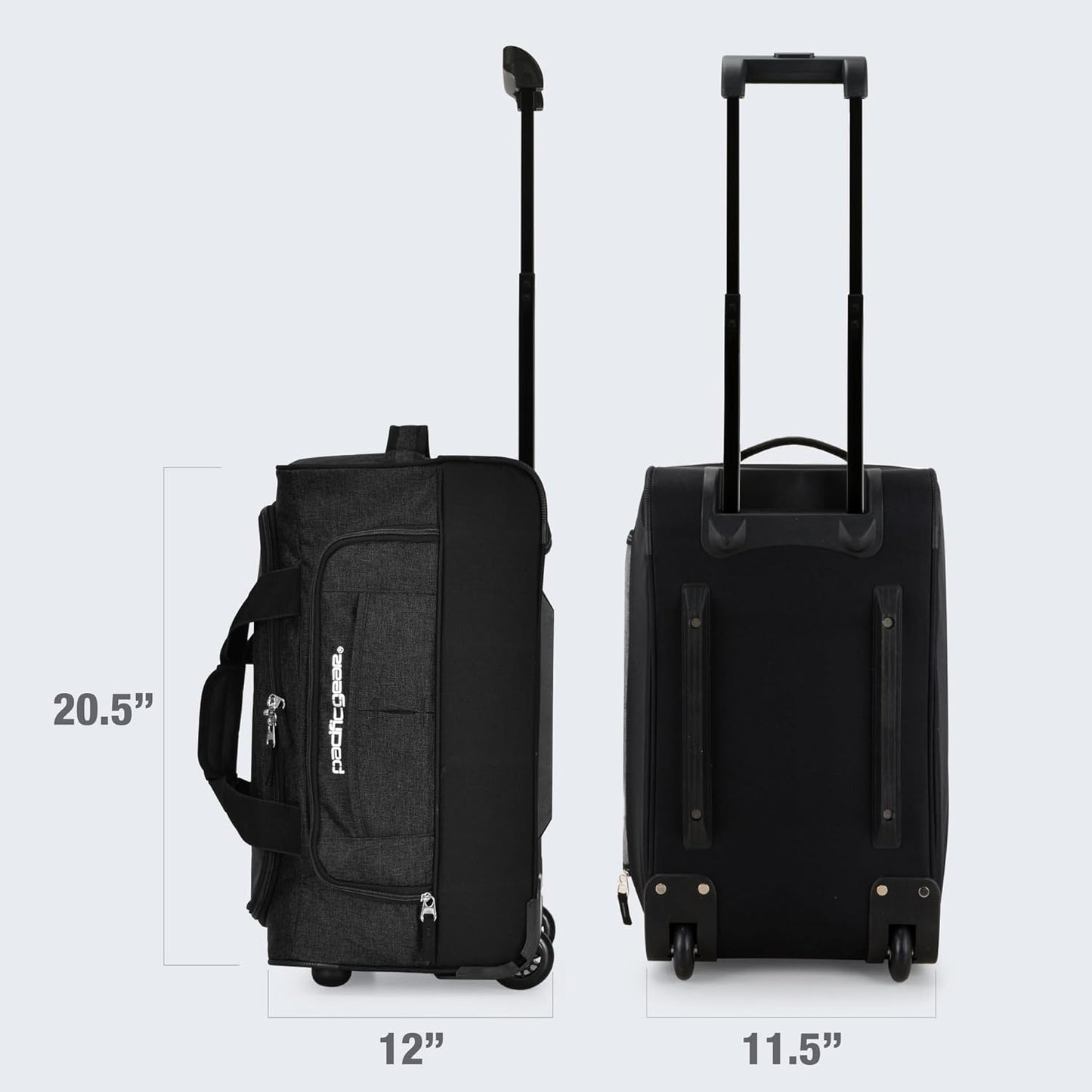 Pacific Gear Rolling Duffel Bag with Wheels, Luggage, Hockey, Sports, XL, Rollers, Heavy Duty 21"