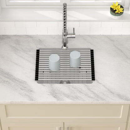 Dcolora 18 Inch Undermount Small Bar Sink Single Bowl Kitchen Sink White Granite Composite Wet Bar Sinks 18"W×16"D×9"H,DC-GUW002