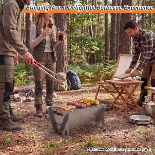 Portable charcoal Grill,Foldable Heavy Duty Camping,Non-Toxic