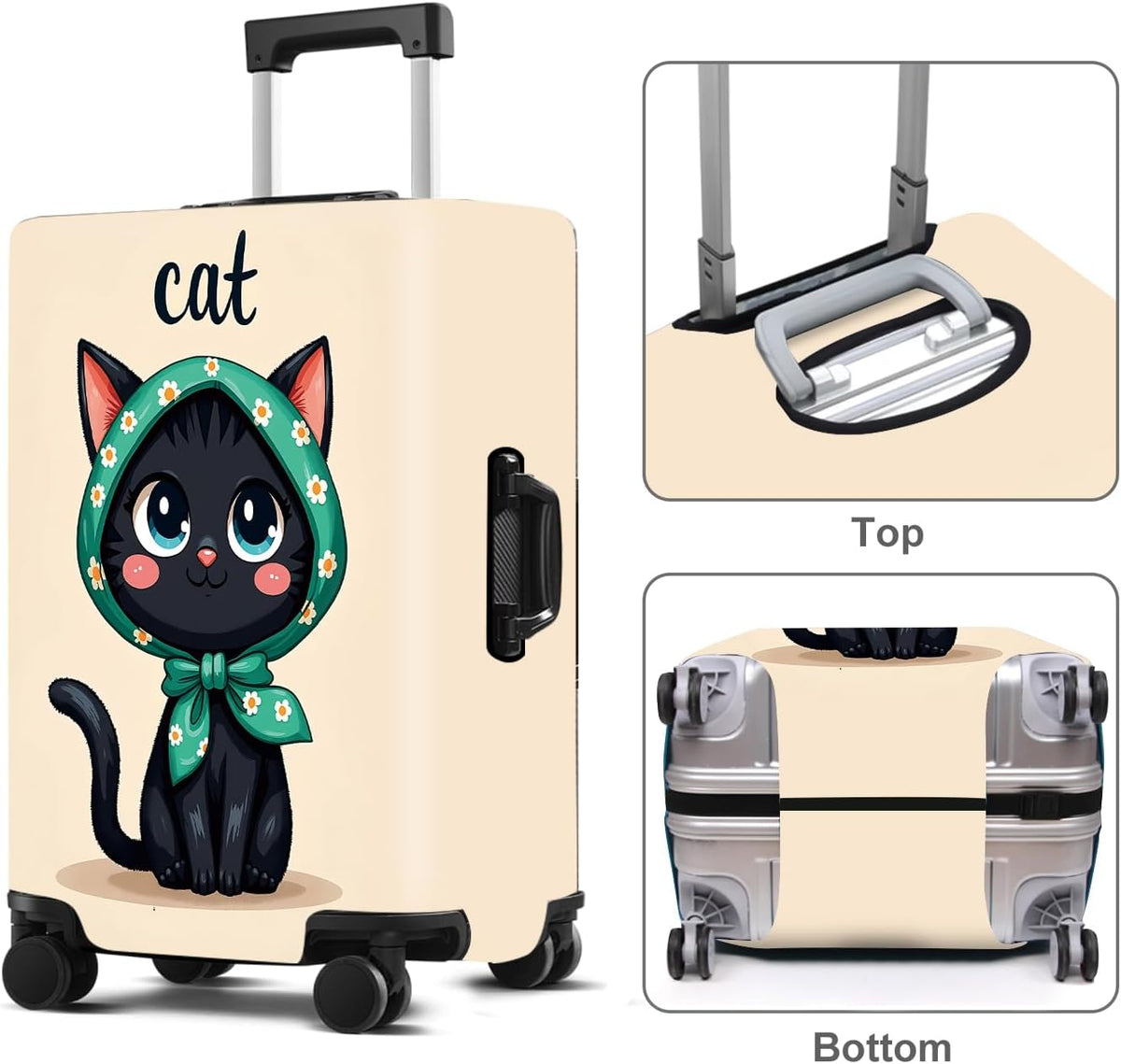 Luggage Cover Washable Suitcase Protector Anti-Scratch,Stretchable Fit for 20-34Inch Luggage Durable Travel Bag Cover with Zipper Closure (Cat, XL(fits 32-34Inch suitcase))