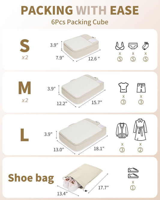 ECOHUB 4 Set /6 Set Packing Cubes for Travel Durable Suitcase Organizer Bags Set with Personalized Tag Various Sizes Travel Essentials Traveling Accessories for Luggage Machine Washable