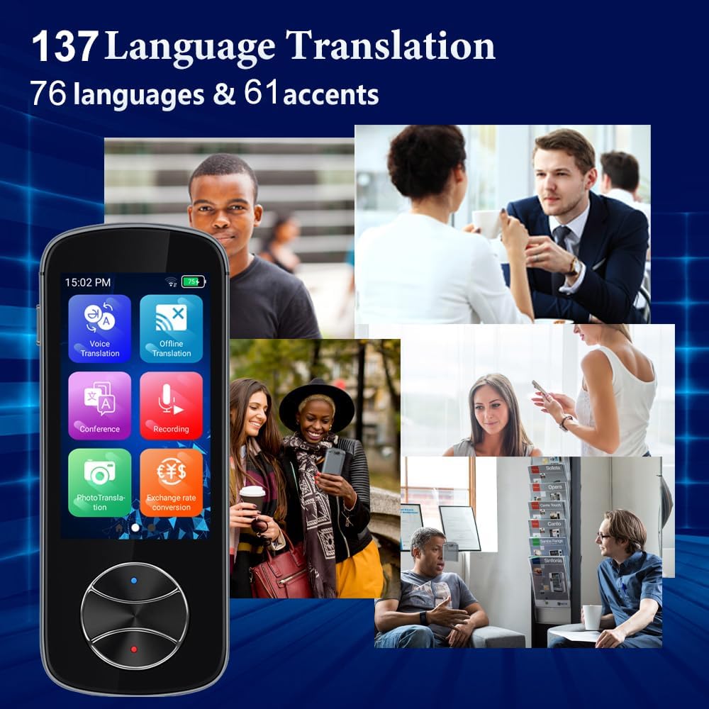 Language Translator Device No WiFi Needed, AI Translator Two Way Real Time Voice Translation with 137+ Languages, Offline/Photo Translation for Travel Business Learning