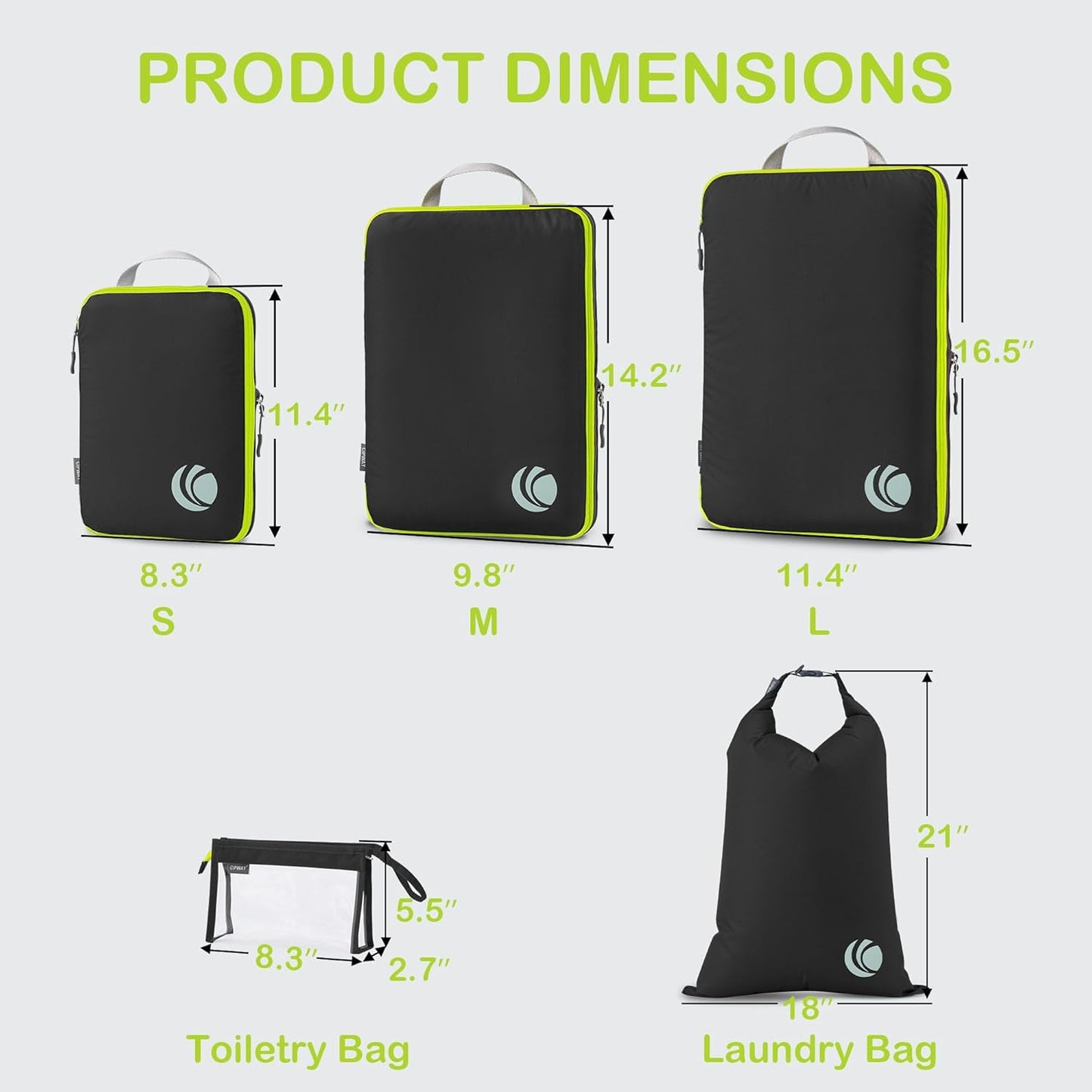 Cipway Compression Packing Cubes, Ultralight Luggage Organizer Bags with Laundry Bags and Clear Toiletries Bag, Travel Essentials for Carry on Suitcase (6 Piece,Black)