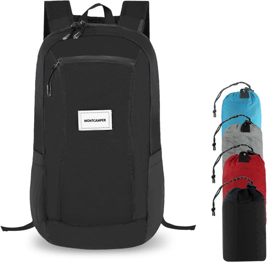 Hiking Daypack - Lightweight & Water-Resistant Portable Backpack for Travel, Camping, Outdoor Adventures(20L, black)