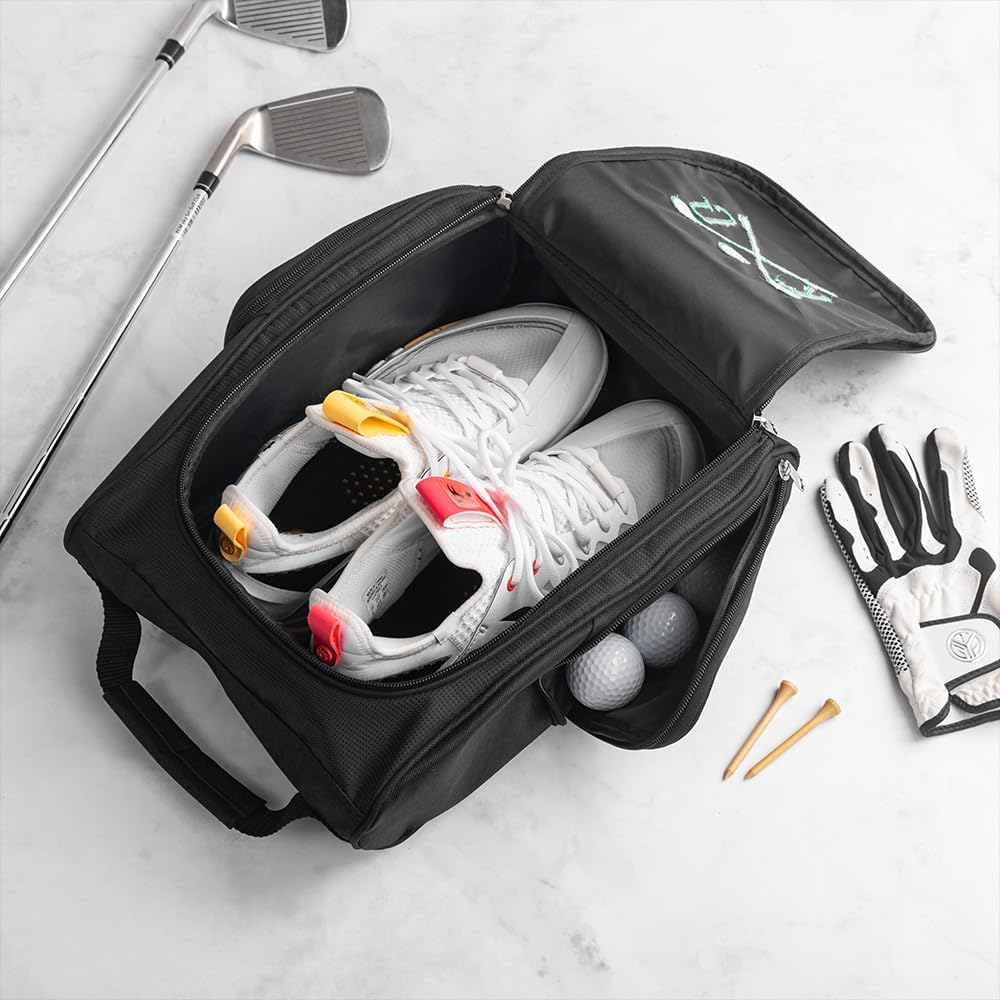 Embroidered Golf Shoe Bag Men Women Handle Strap Personalized Name Golf Shoes Carry Bag With Side Storage Pack Customized Birthday Gifts For Father Son Mother