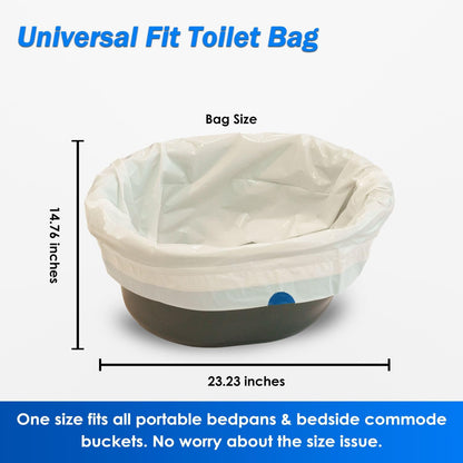 200 Count Enlarged Bedside Commode Liners for Commode Chairs, Bed Pans, and Portable Toilets, Pre-Separated, Leakproof, Sturdy, Disposable, for Adults, Seniors, Medical Care, and Camping