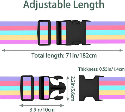 Rainbow Luggage Straps for Suitcases, Adjustable Luggage Travel Belts to Keep Luggage Security While Travel, Strong Polyester Fabric, Easy-to-Recognize Stylish Design Travel Accessories, 2 Pack