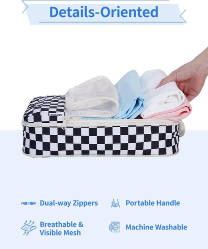 Narwey 6 Set Compression Packing Cubes for Travel Kids Women Carry on, Packing Organizers Bag for Backpack Luggage Suitcase Duffle Bags