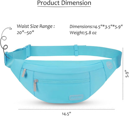 MAXTOP Large Crossbody Fanny Pack with 4-Zipper Pockets,Gifts for Enjoy Sports Festival Workout Traveling Running Casual Hands-Free Wallets Waist Pack Phone Bag Carrying All Phones