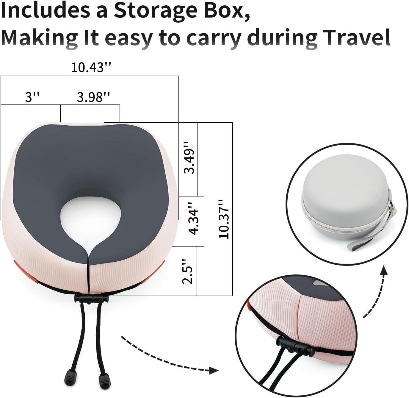 Thickened Travel Neck Pillow for Airplanes for Women, Adjustable Right Amount of Height 360° Support Memory Foam Neck Pillow, Portable Plane Pillow for Sleeping